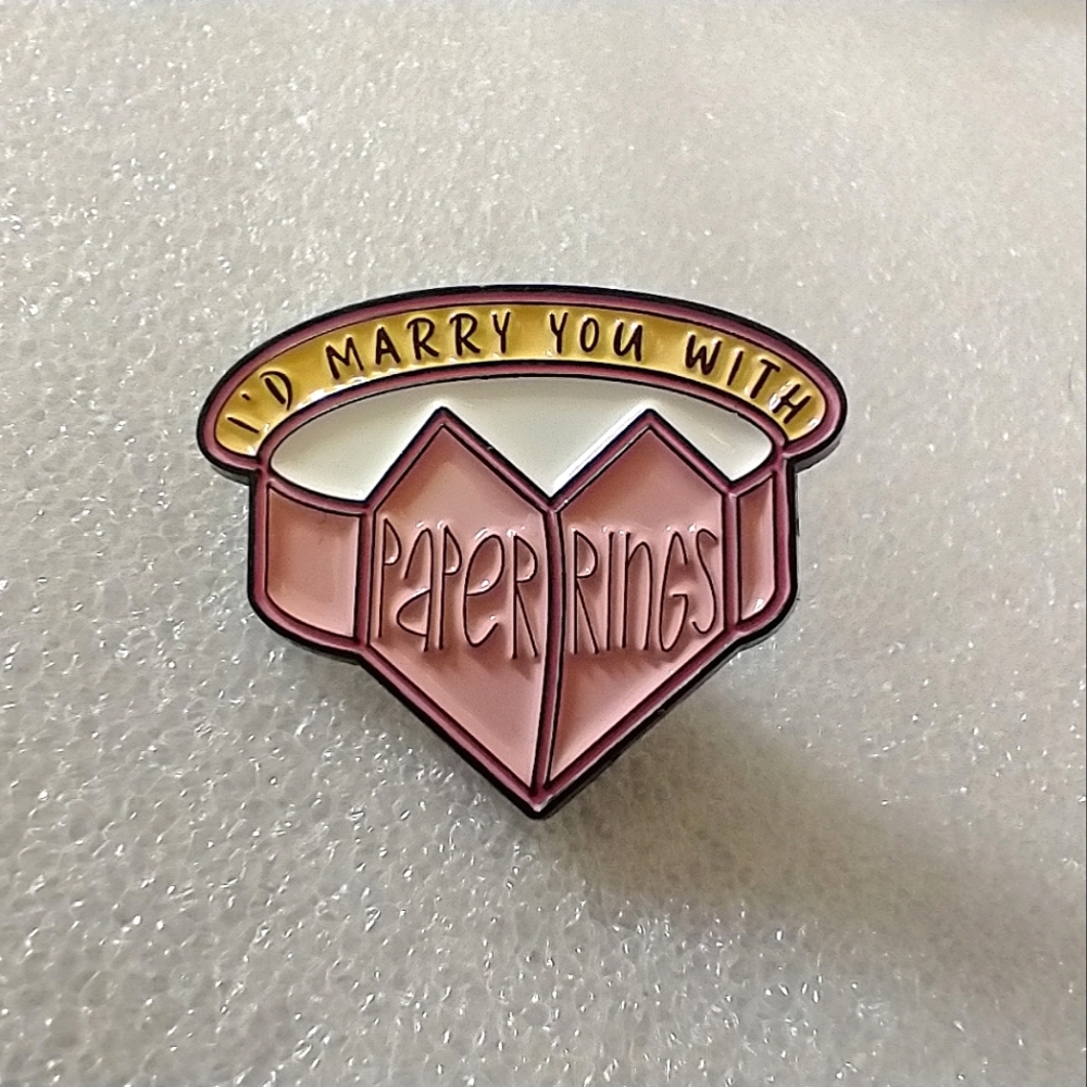 🧁 3/$30 I'd Marry You With Paper Rings Taylor Swift Song Enamel Pin NEW